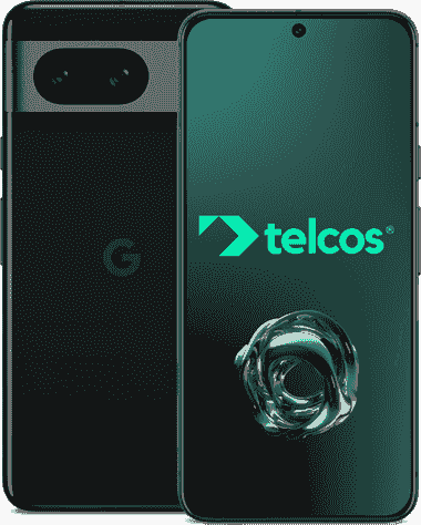 Google Pixel 8 Recyklovaný od spoločnosti Telcos v farbe Čierna zpredu a zozadu